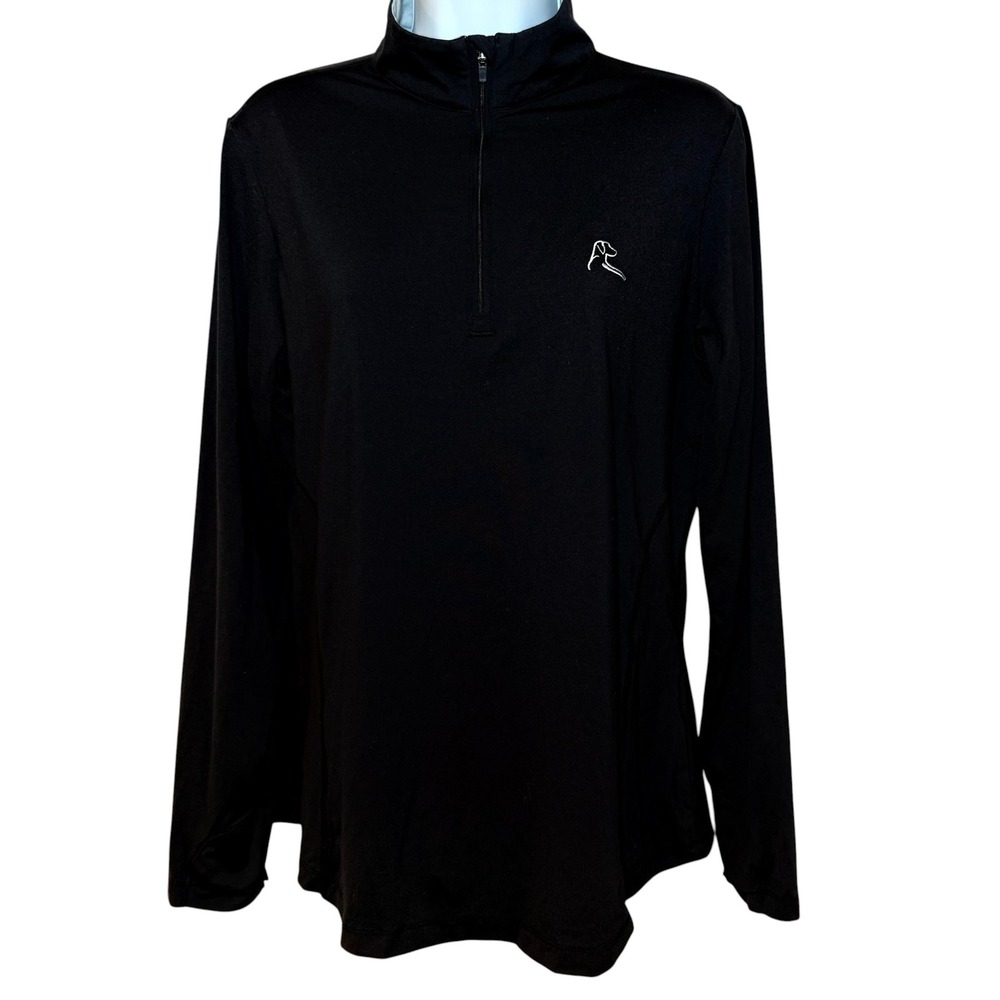 Rhoback Womens Medium Black 1/4 Zip Pullover Performance Long Sleeve Sweatshirt